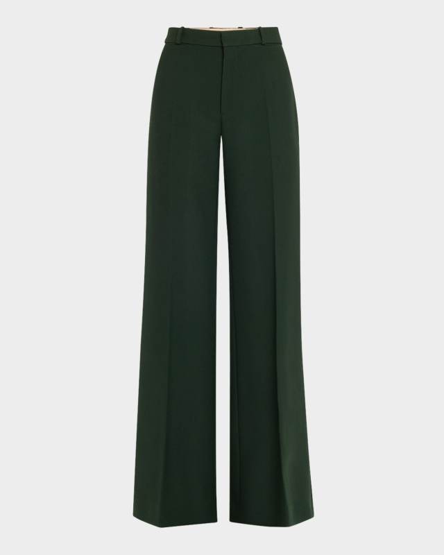 Wool Crepe Wide-Leg Trousers